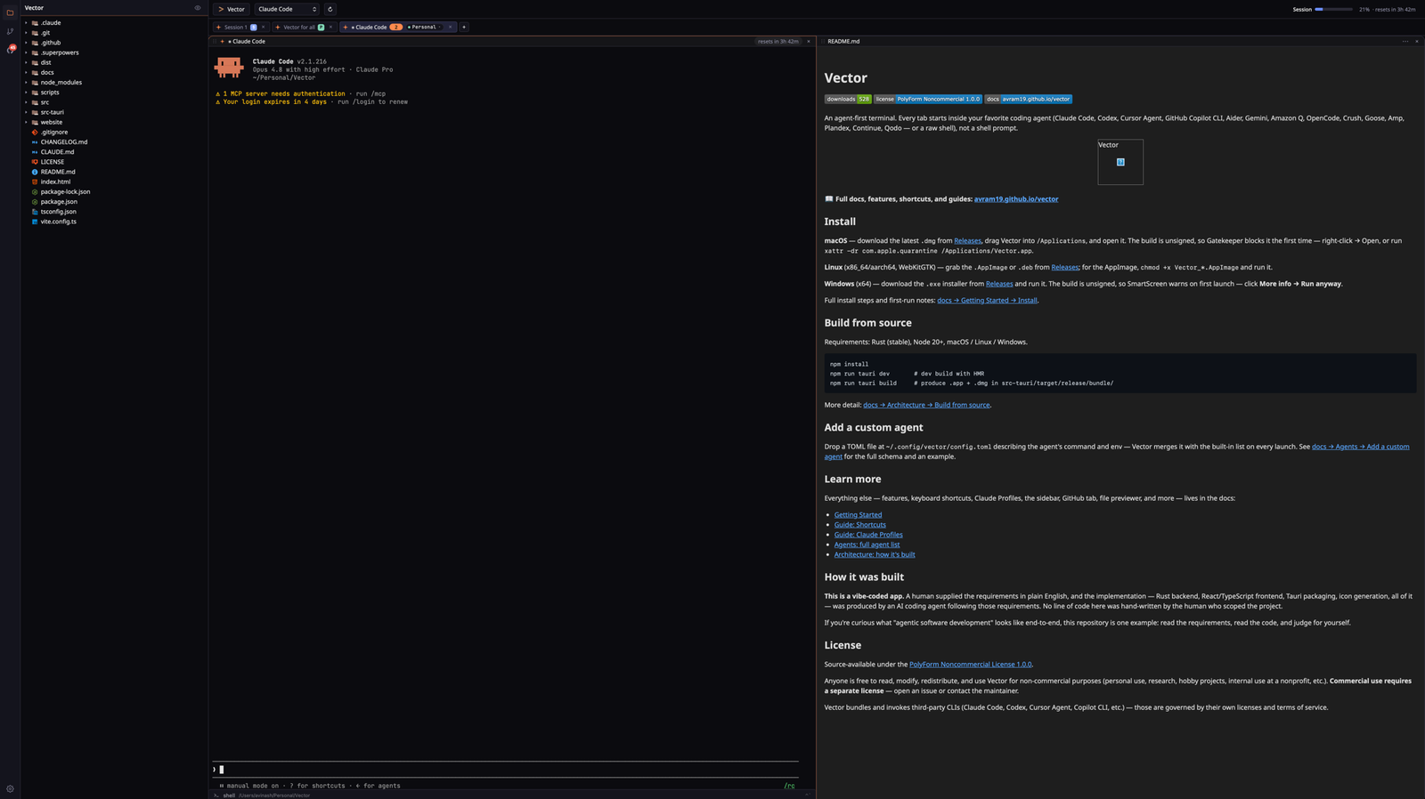 File & diff previewer in Vector